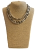 QN4727 HAMMERED SILVER BEADED MULTI LAYERED NECKLACE