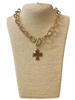 QN4746 SHINY HAMMERED CROSS TOGGLE NECKLACE