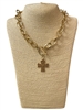 QN4746M MATTE HAMMERED CROSS TOGGLE NECKLACE