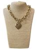 QN4747 MATTE HAMMERED HEART TOGGLE NECKLACE