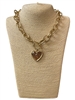 QN4753 MATTED HAMMERED DOUBLE HEART TOGGLE NECKLACE
