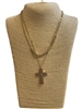 QN4772 RHINESTONE DOUBLE CHAIN CROSS NECKLACE