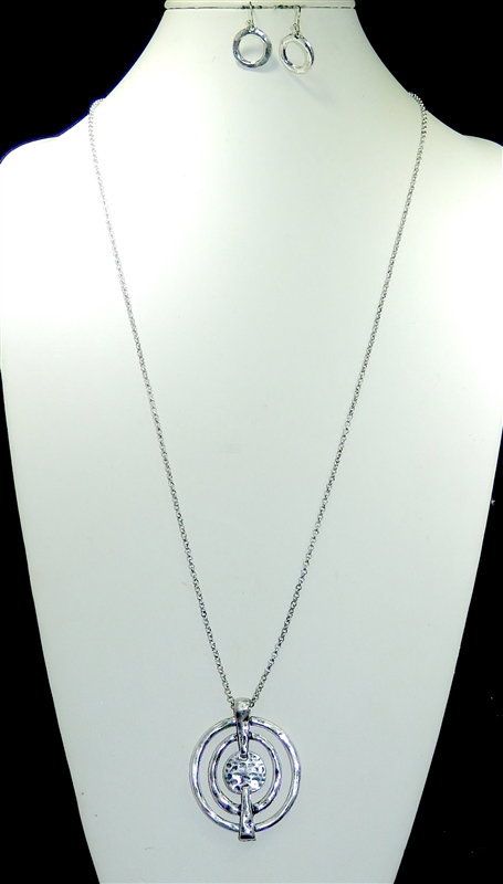 QNE-13448 HAMMERED CHAIN NECKLACE SET