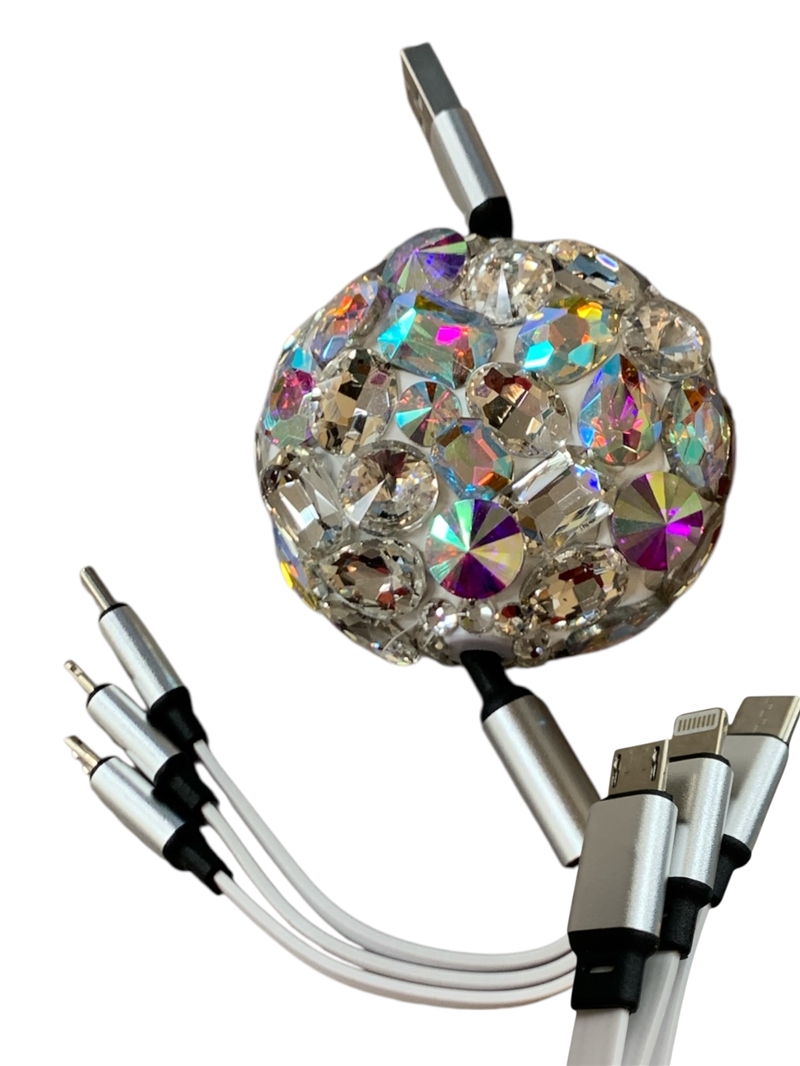 R001 AB CHUNKY STONE 3 IN 1 RETRACTABLE MULTIPLE CHARGERS