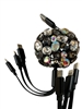 R002 BLACK CHUNKY STONE 3 IN 1 RETRACTABLE MULTIPLE CHARGERS