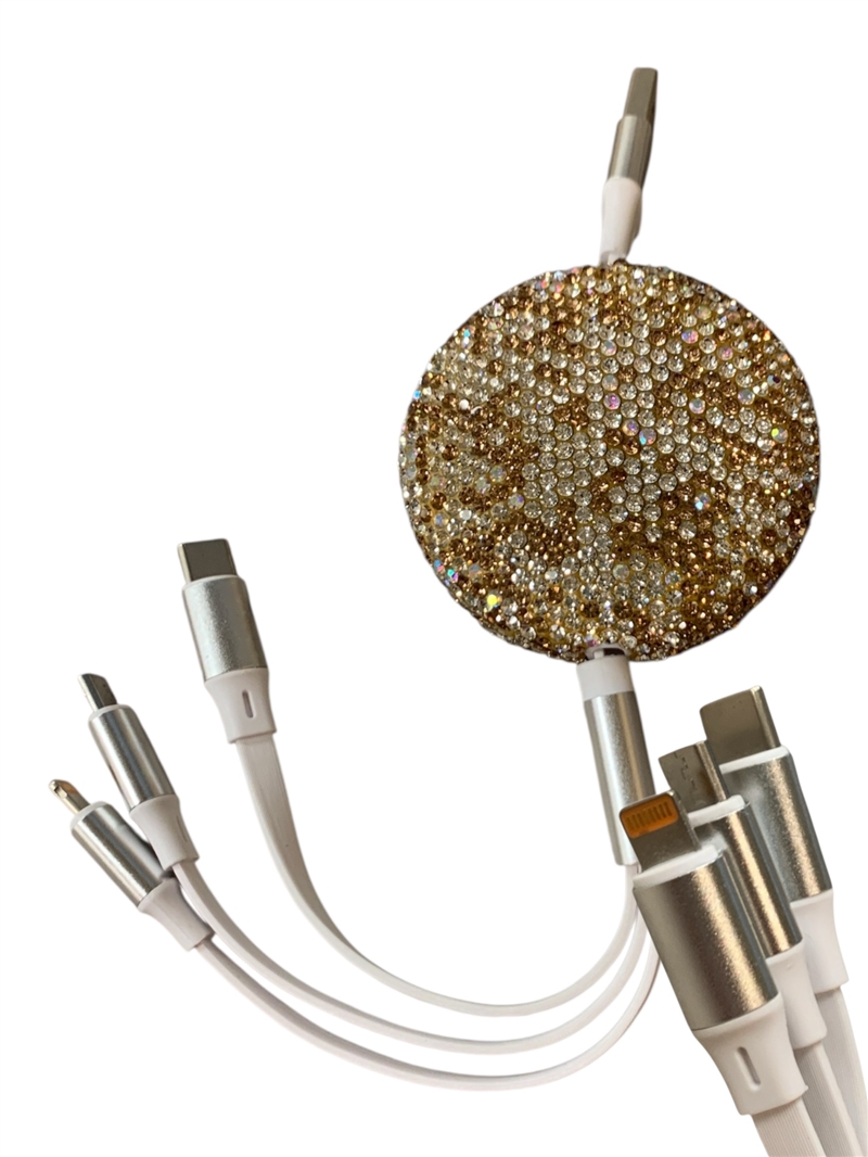 R007 BROWN ROUND 3 IN 1 RETRACTABLE MULTIPLE CHARGERS