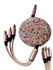 R008 PINK ROUND 3 IN 1 RETRACTABLE MULTIPLE CHARGERS