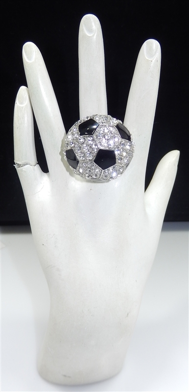 R1180 SOCCER RHINESTONE RING