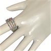 R1403SM SILVER MULTI  4 LINE MEMORY WIRE CUFF RING