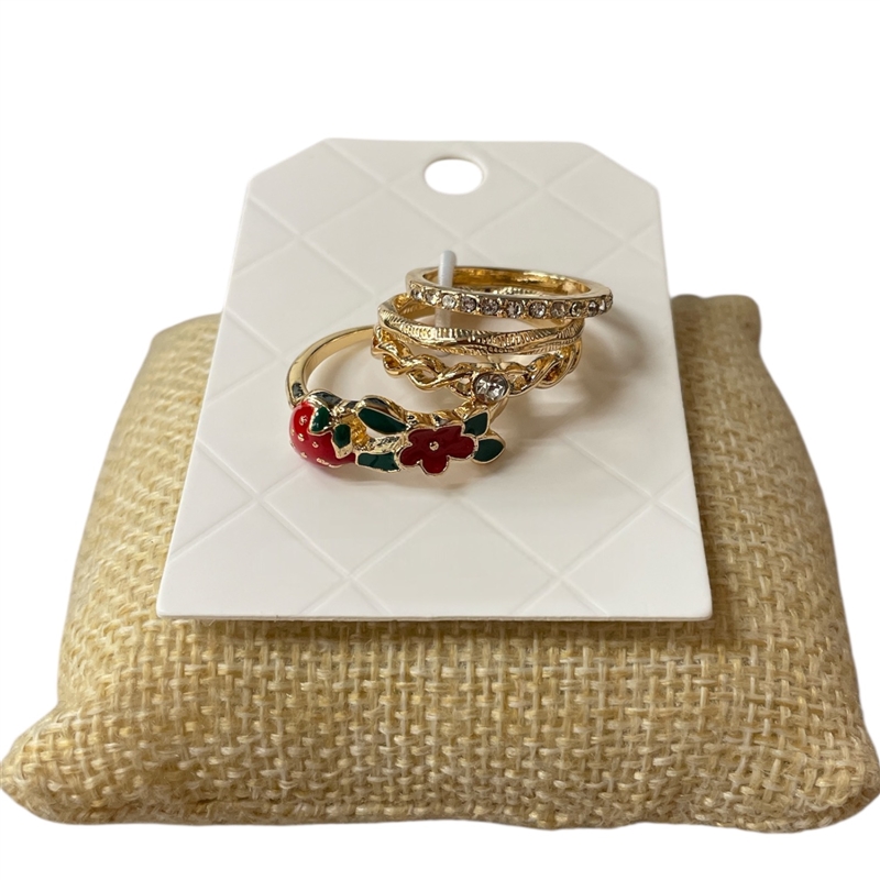 R1627  STRAWBERRY  FLOWER   4PC RINGS