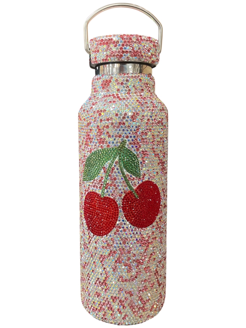 RBC5  CHERRY PINK  RHINESTONE GYM BOTTLE