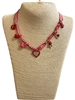 RD785 RED HEART CHARMS SHORT NECKLACE