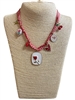 RD925 RED WHITE HEART CHARMS SHORT NECKLACE