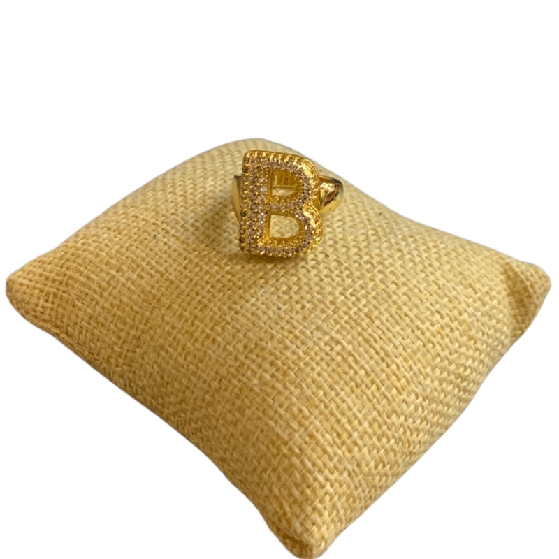 RG0B GOLD B LETTER ADJUSTABLE RING