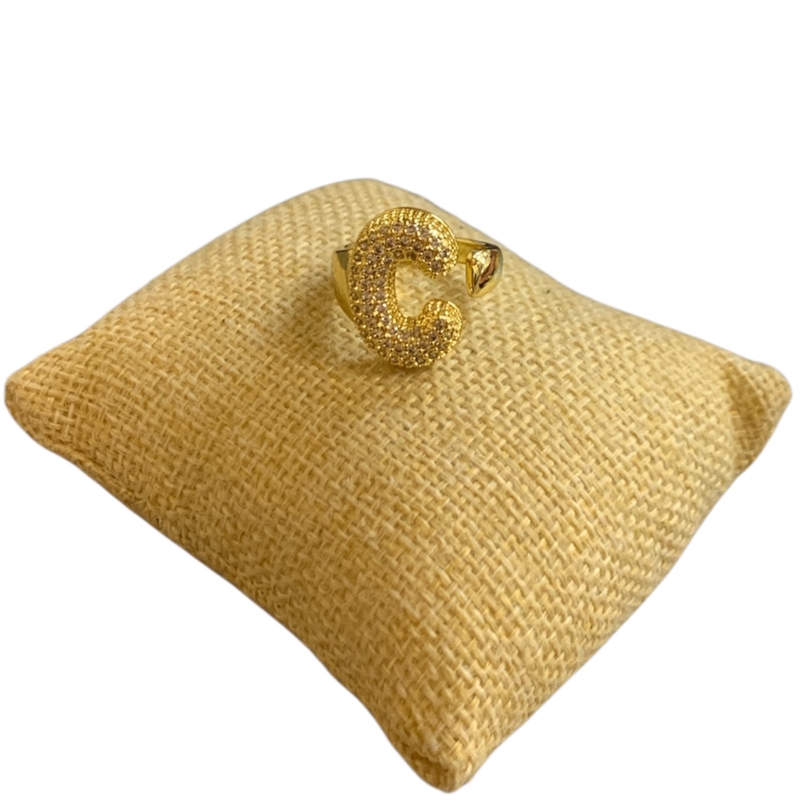 RG0C GOLD C LETTER ADJUSTABLE RING