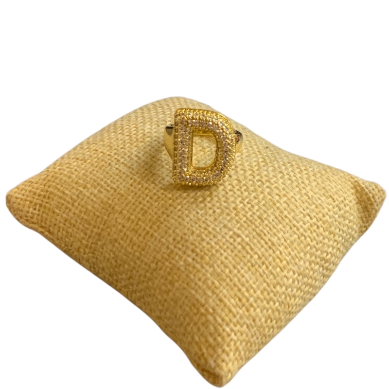 RG0D GOLD LETTER D ADJUSTABLE RING
