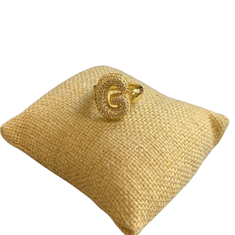 RG0G GOLD G LETTER ADJUSTABLE RING