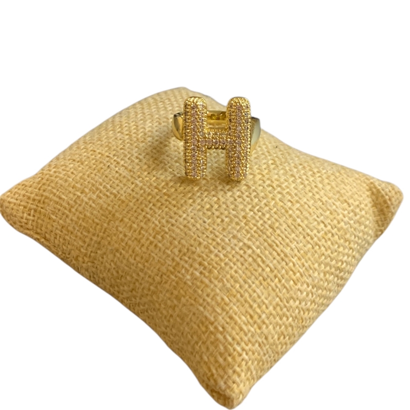 RG0H GOLD H LETTER ADJUSTABLE RING