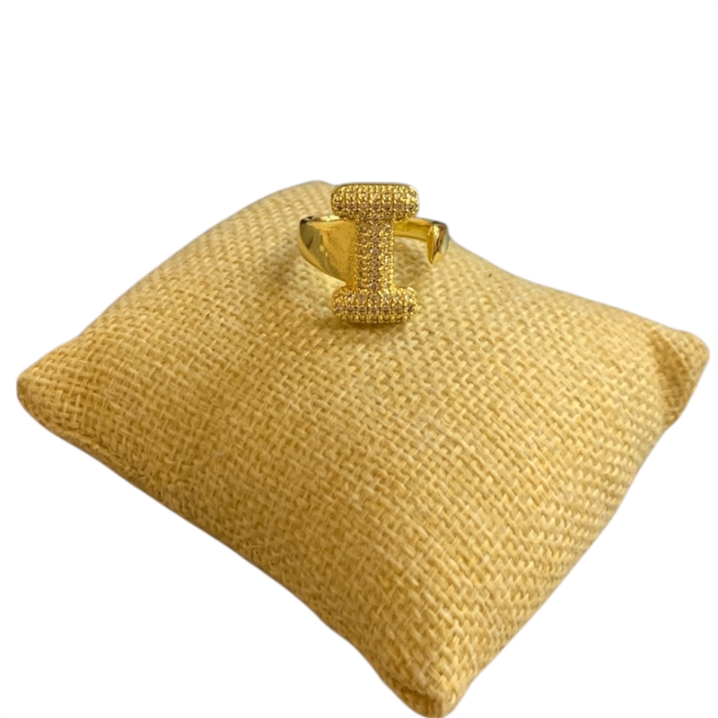 RG0I GOLD I LETTER ADJUSTABLE RING