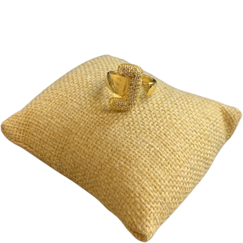 RG0J GOLD J LETTER ADJUSTABLE RING