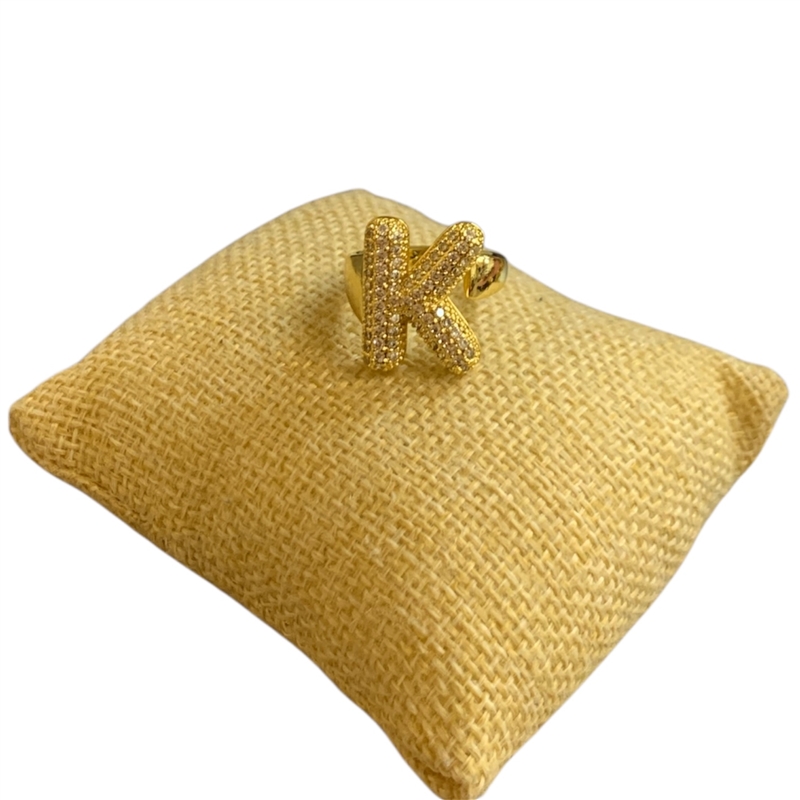 RG0K GOLD K LETTER ADJUSTABLE RING