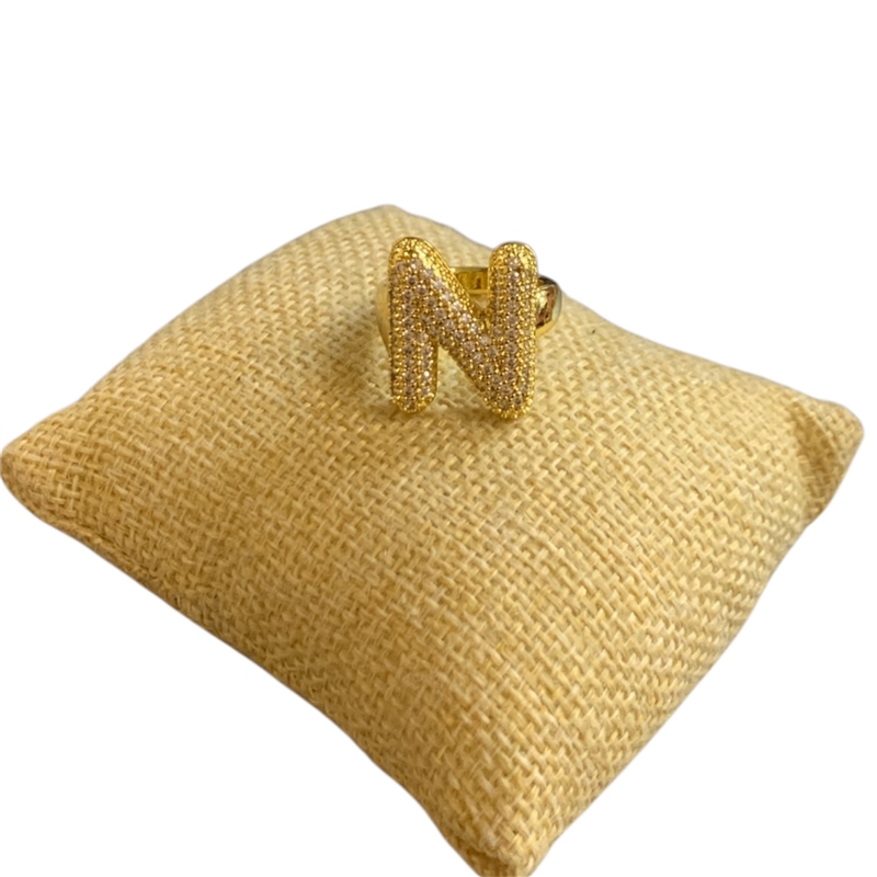 RG0N GOLD N LETTER ADJUSTABLE RING