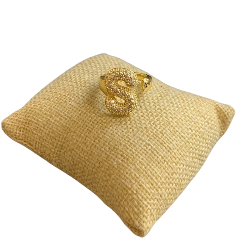 RG0S GOLD S LETTER ADJUSTABLE RING