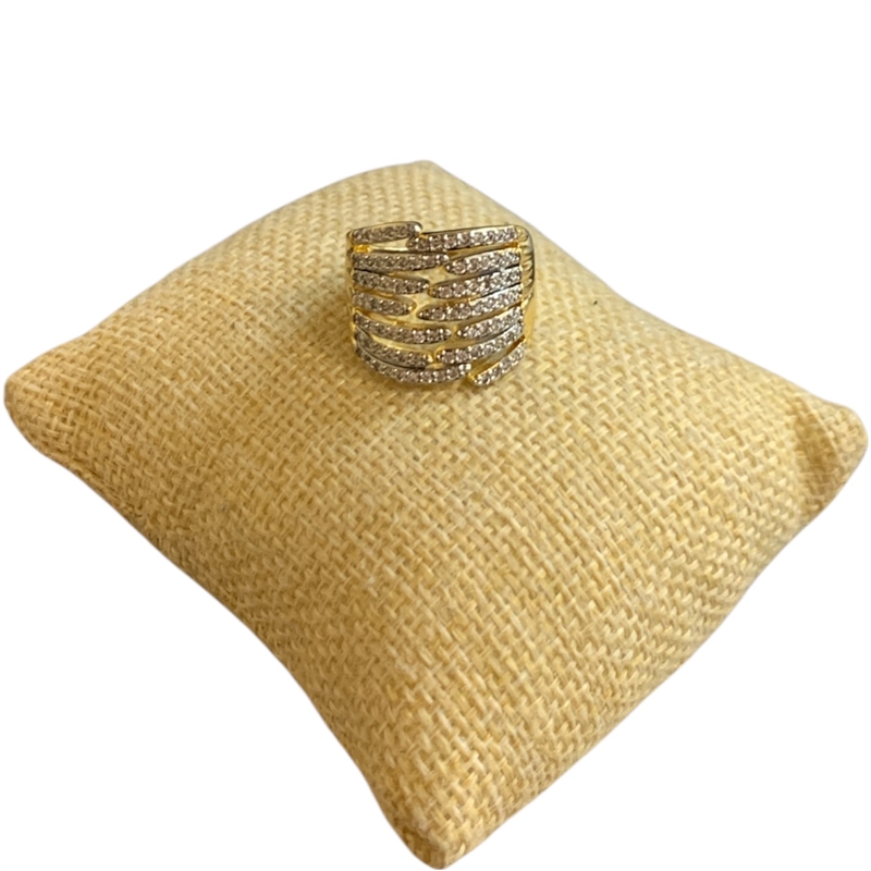 RG33 GOLD RHINESTONE ADJUSTABLE RING