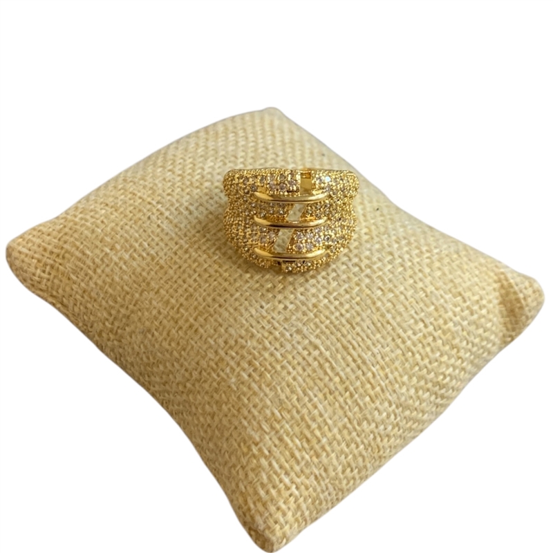 RG36 GOLD PAVED ADJUSTABLE RING