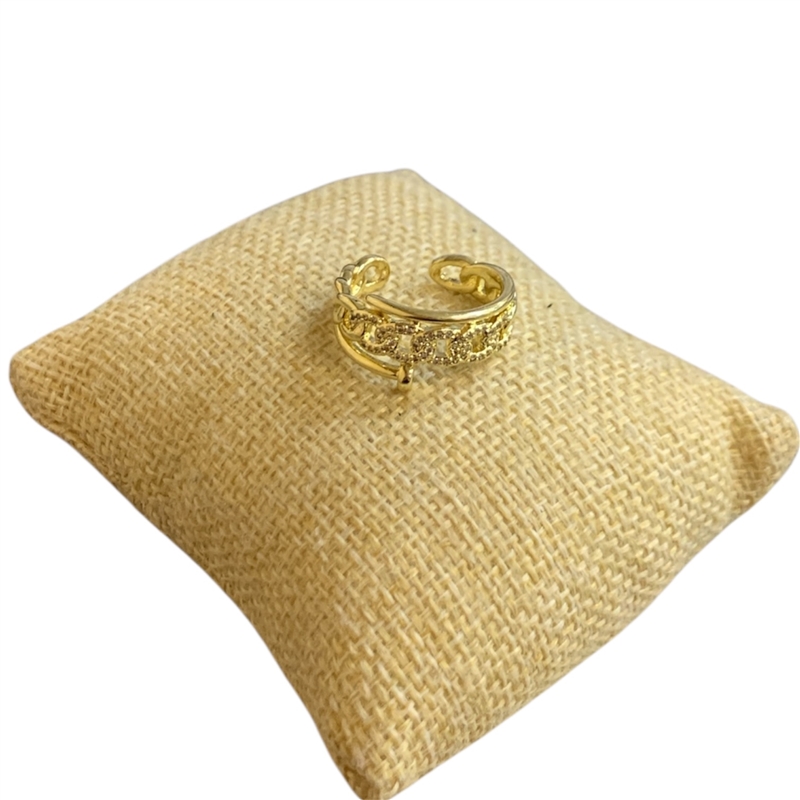 RG48 GOLD CHAIN LINK & NAIL ADJUSTABLE RING