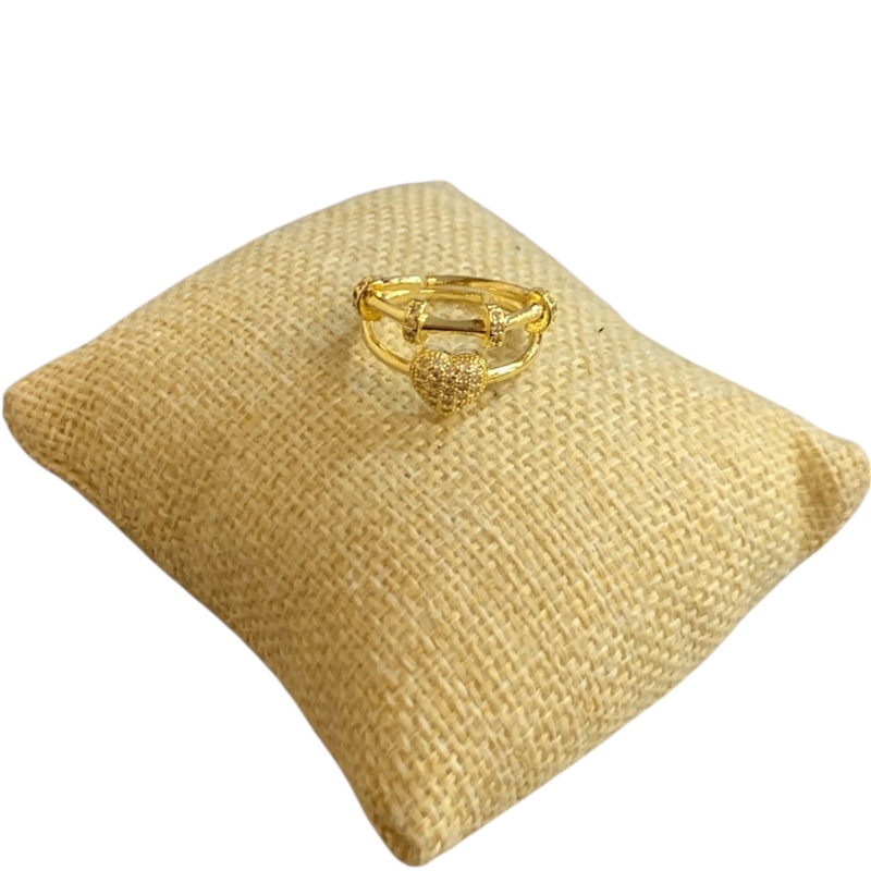 RG53 GOLD PAVED HEART ADJUSTABLE RING