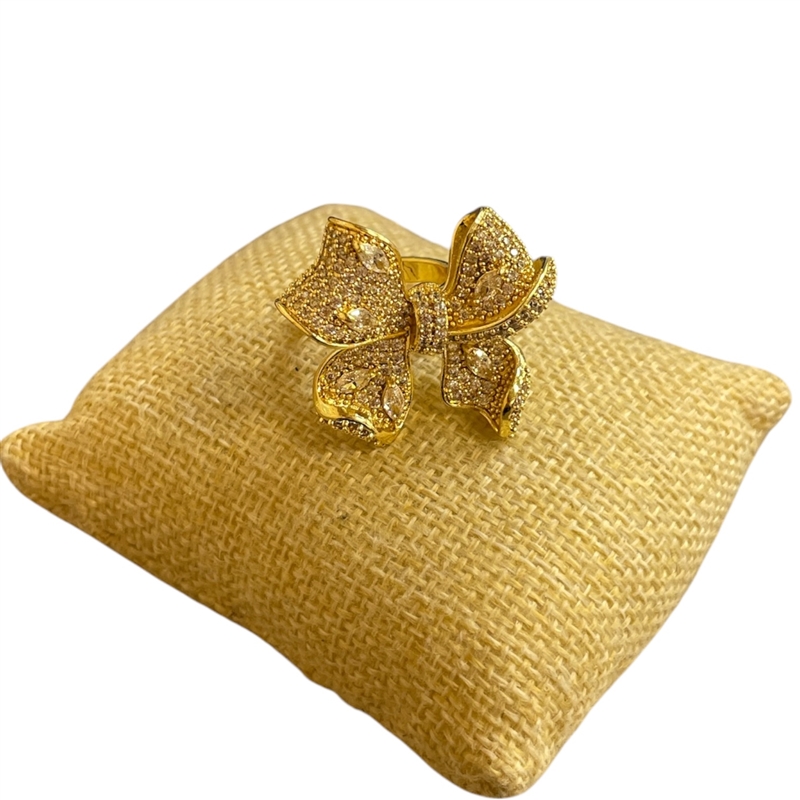 RG73 LARGE PAVED BOW ADJUSTABLE RING