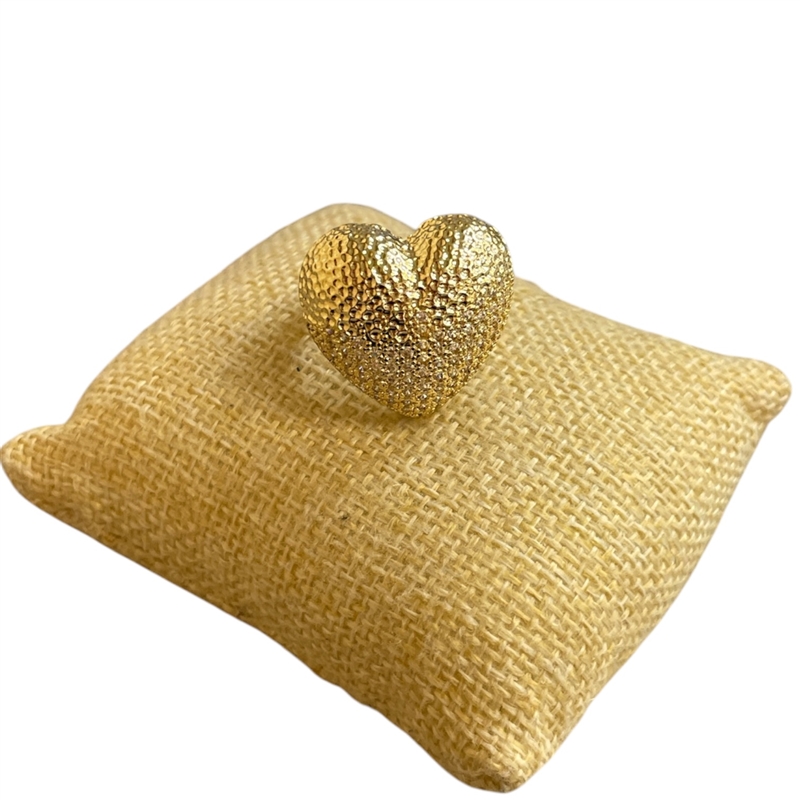 RG76 CHUNKY HEART PAVED ADJUSTABLE RING