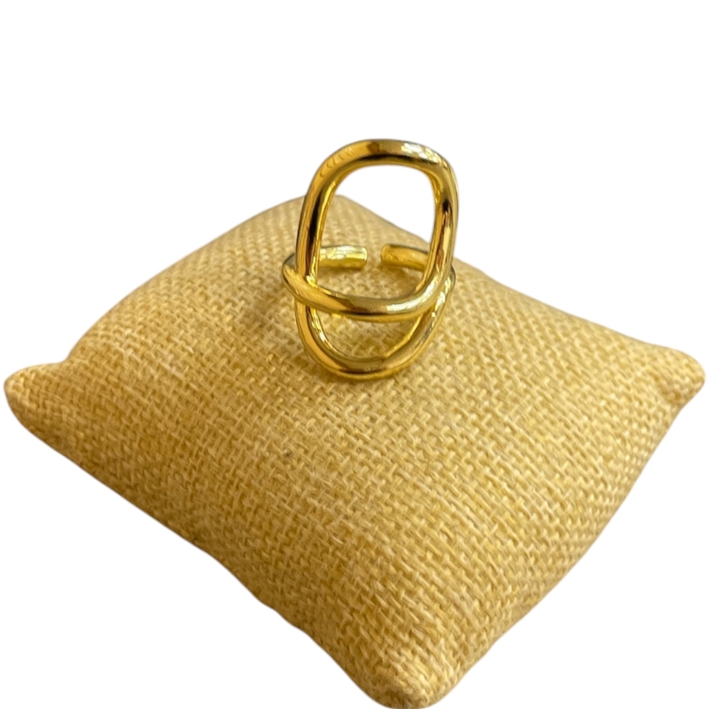 RG78 GOLD TIWSTED OVAL ADJUSTABLE RING