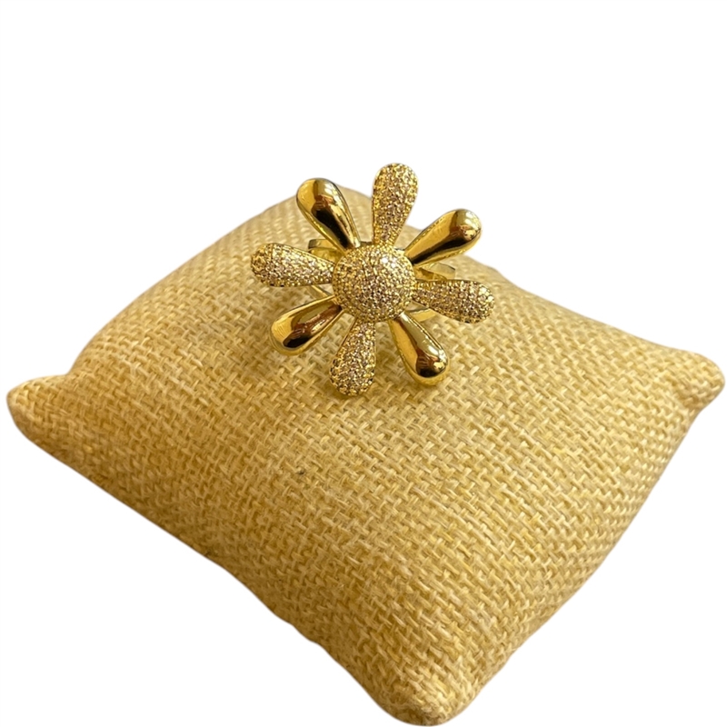RG82 GOLD LARGE FLOWER ADJUSTABLE RING