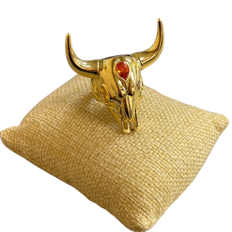 RG85 GOLD WITH RED STONE ADJUSTABLE RING