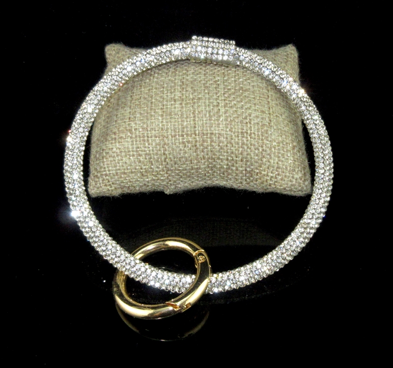 RKR01 SILVER RHINESTONE FLEXIBLE KEY RING