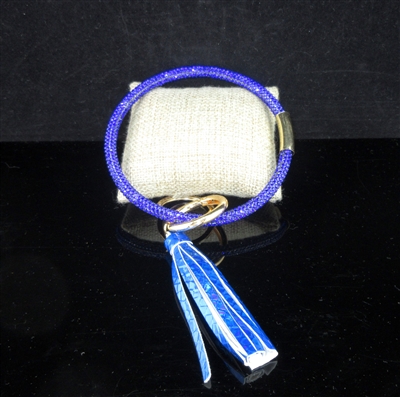 RKR18 ROYAL BLUE RHINESTONE FLEXIBLE KEY RING