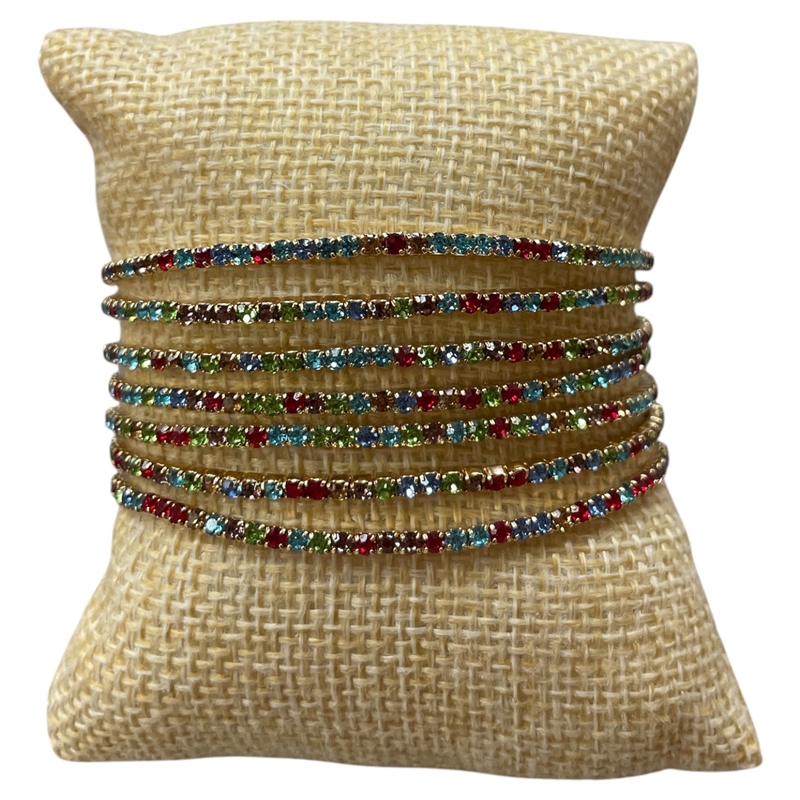 RS01 STRETCH MULTI COLOR RHINESTONE 7 PCS SET BRACELET