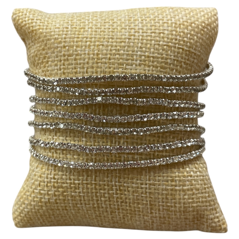 RS07 STRETCH SILVER CLEAR RHINESTONE 7 PCS SET BRACELET