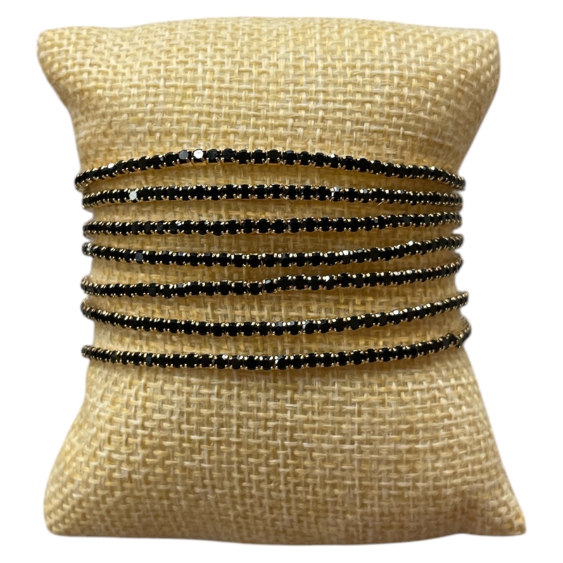 RS17 STRETCH GOLD BLACK RHINESTONE 7 PCS SET BRACELET