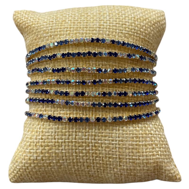 RS22 STRETCH BLUE MULTI RHINESTONE 7 PCS SET BRACELET