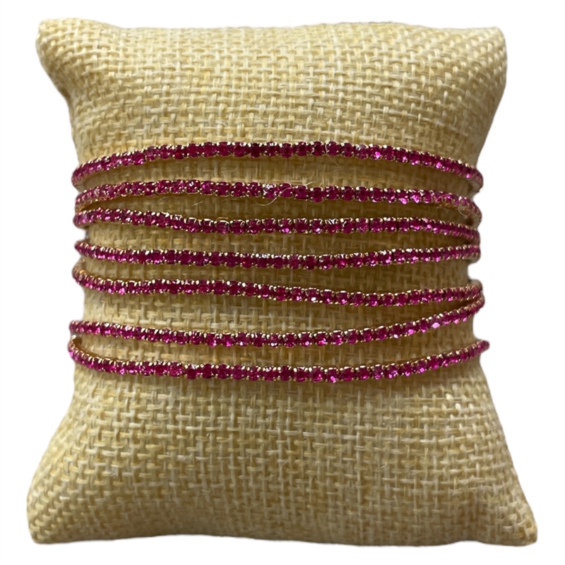 RS24 STRETCH FUCHSIA RHINESTONE 7 PCS SET BRACELET
