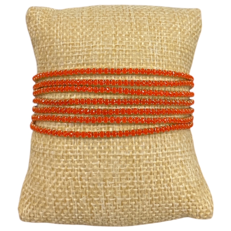 RS31  ORANGE  RHINESTONE STRETCH 7 PCS SET BRACELET