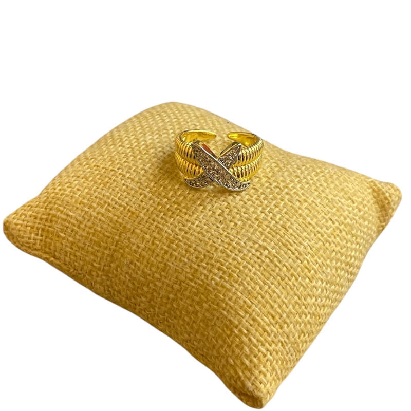 RTT07 TWO TONE X PAVED ADJUSTABLE RING