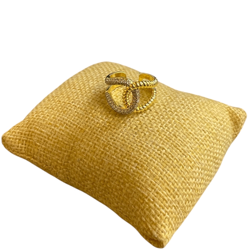 RTT08 TWO TONE TWISTED PAVED ADJUSTABLE RING