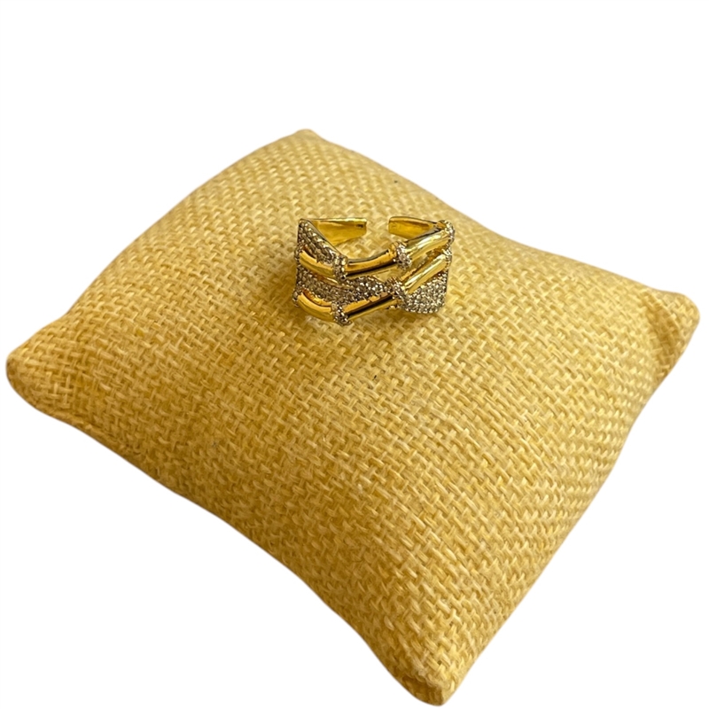 RTT10 TWO TONE CROSS OVER PAVED ADJUSTABLE RING