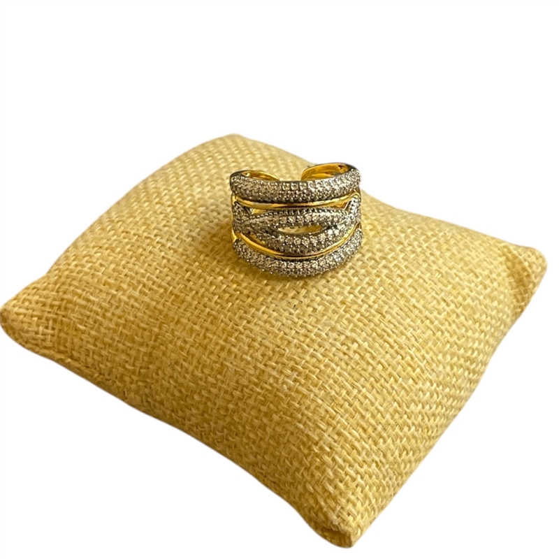 RTT18 TWO TONE PAVED ADJUSTABLE RING