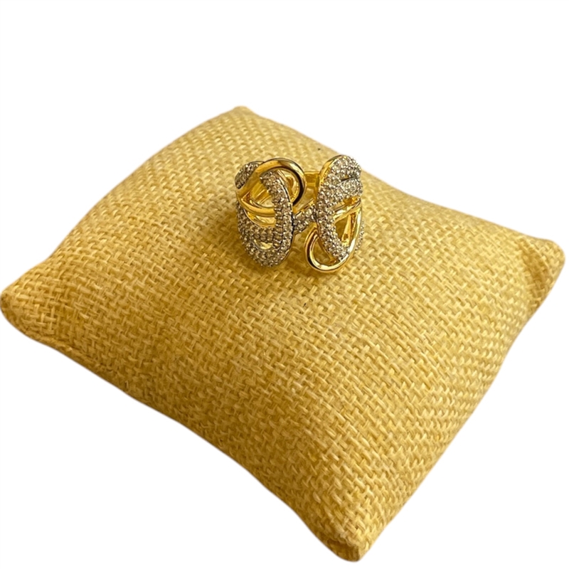 RTT19 TWO TONE OPEN TWISTED ADJUSTABLE RING
