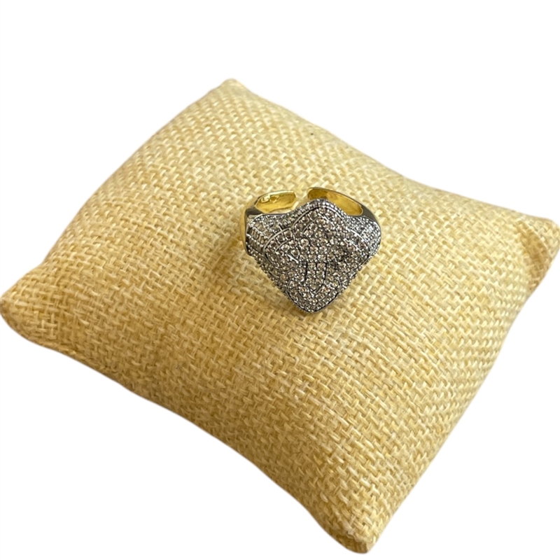 RTT24 TWO TONE PAVED CLOVER ADJUSTABLE RING
